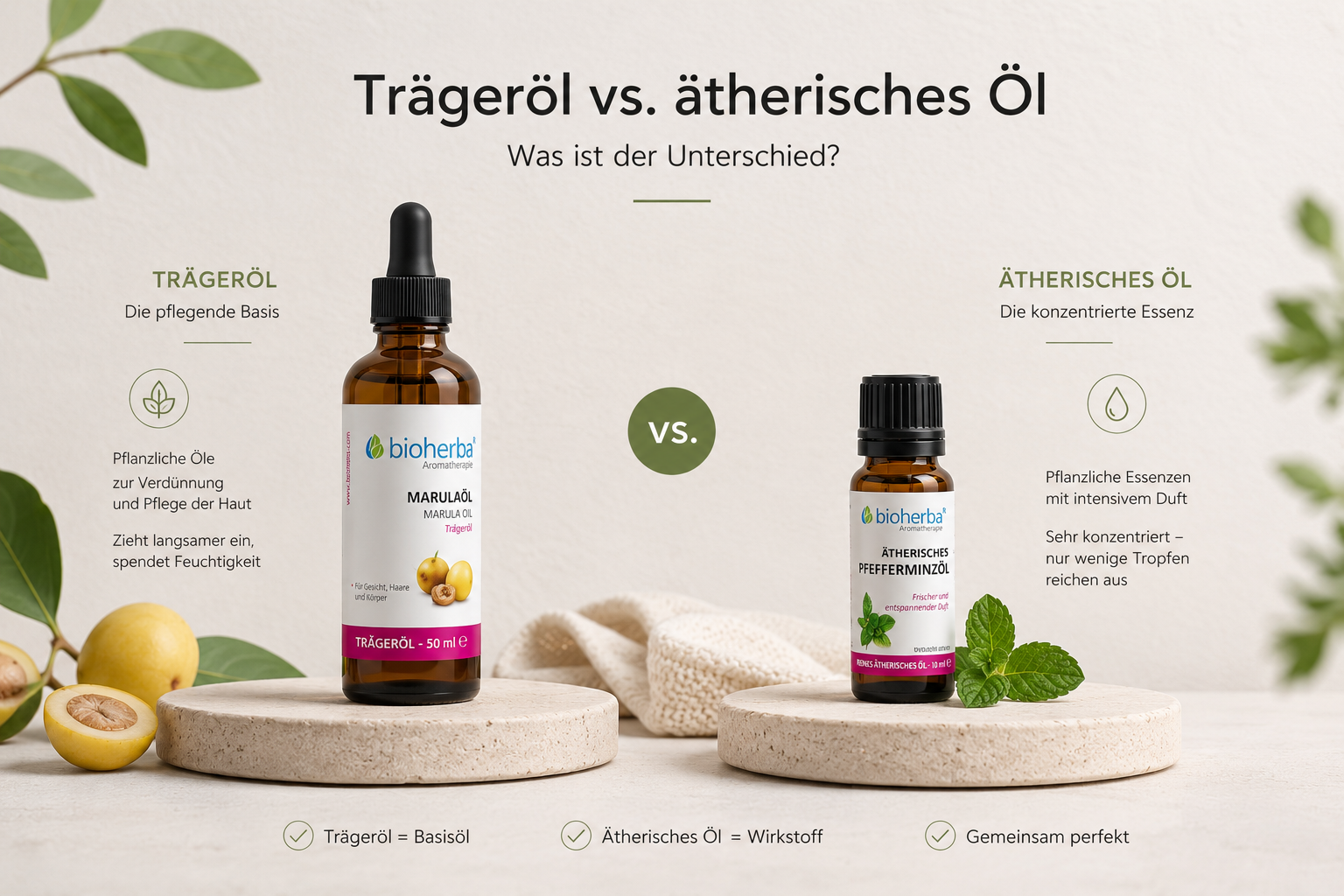 Trägeröl vs. ätherisches Öl – Unterschiede & Anwendung
