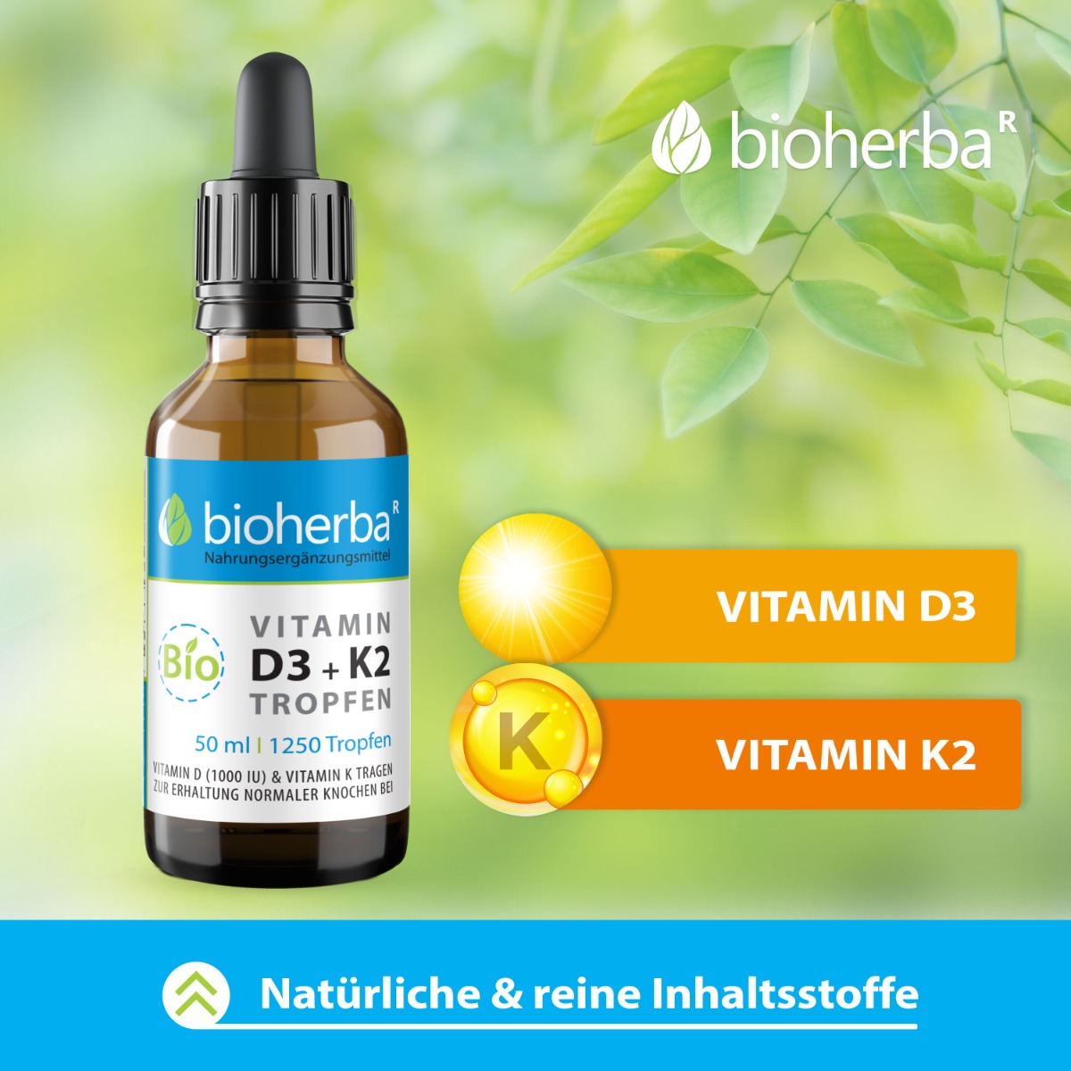Vitamina D3 + K2 Picături Bioherba