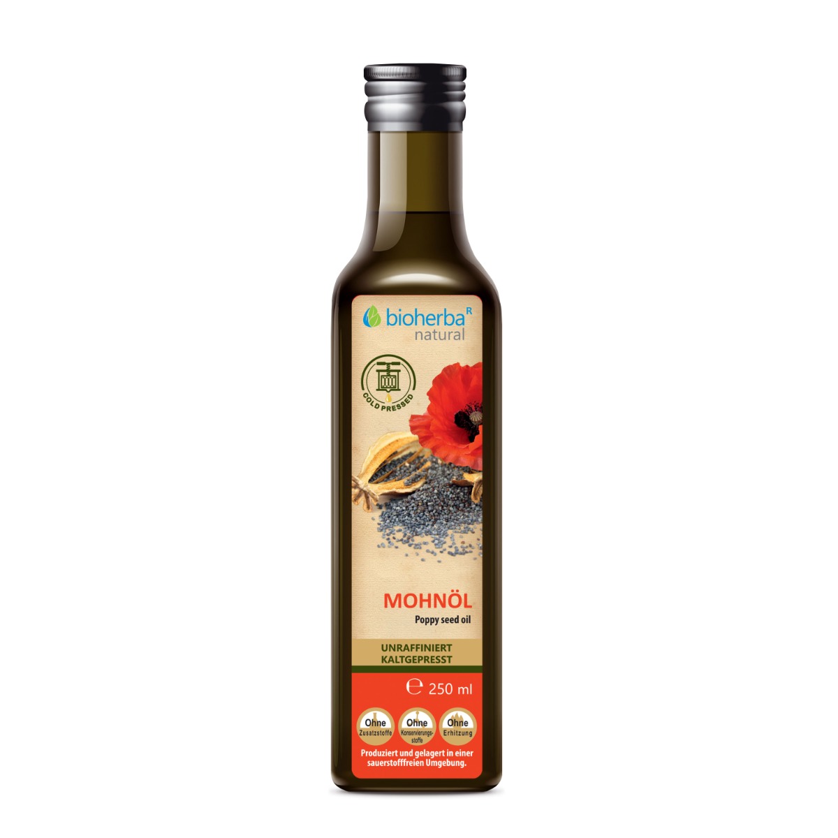 Mohnöl kaltgepresst – Natürliches Mohnsamenöl 250 ml