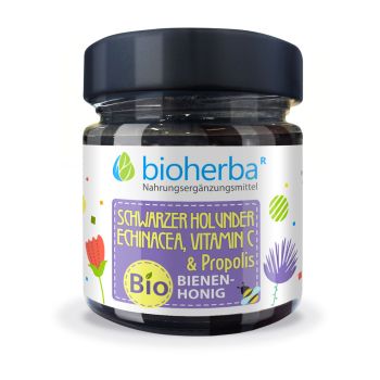 SCHWARZER HOLUNDER, ECHINACEA, VITAMIN C UND PROPOLIS BIO-BIENENHONIG 280 g besten Preis, Bioherba Reichenbach GmbH