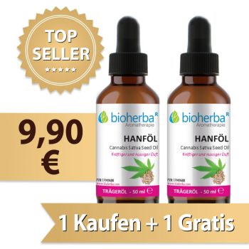 Hanföl Cannabis Sativa Seed Oil Trägeröl 50 ml 1 Kaufen + 1 Gratis, Bioherba Reichenbach GmbH, online kaufen
