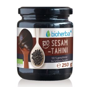 Bio Sesam Tahini 100% gemahlener Bio Schwarzer Sesam 250g online kaufen, besten Preis, Bioherba Reichenbach GmbH