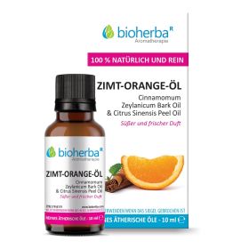 ZIMT-ORANGE-ÖL  Cinnamomum Zeylanicum Bark Oil / Citrus Sinensis Peel Oil Reines ätherisches Zimt-Orange-Öl 10 ml Bioherba Naturkosmetik