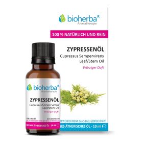ZYPRESSENÖL  Cupressus Sempervirens Leaf/Stem Oil Reines ätherisches Zypressenöl 10 ml Bioherba Naturkosmetik