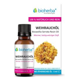 WEIHRAUCHOEL Boswellia Serrata Resin Oil Reines aetherisches Weihrauchoel 5 ml Bioherba Naturkosmetik