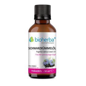 SCHWARZKÜMMELÖL Nigella Sativa Seed Oil Reines Schwarzkümmel-Trägeröl 50 ml Bioherba Naturkosmetik