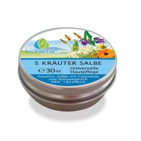 5 KRAEUTER SALBE Vaseline-Salbe mit Calendula und Spitzwegerich 30 ml Bioherba Naturkosmetik