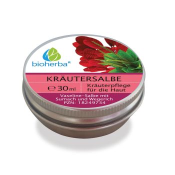 Kräutersalbe Vaseline-Salbe mit Sumach und Wegerich 30 ml online kaufen, besten Preis, Bioherba Reichenbach GmbH