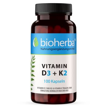 VITAMIN D3 + K2 100 Kapseln online kaufen besten Preis Nahrungsergänzungsmittel Bioherba Reichenbach GmbH Flasche