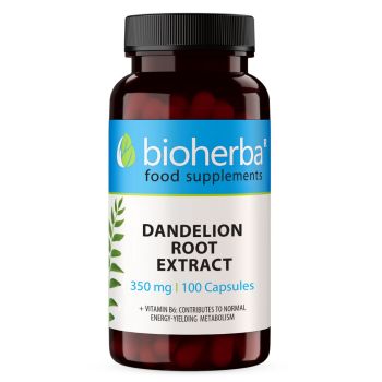 Extract de rădăcină de păpădie 350 mg capsule Bioherba, supliment alimentar cu Taraxacum și vitamina B6 