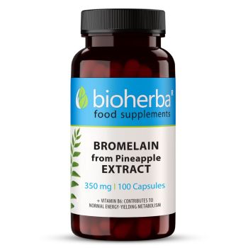 Bromelaină 350 mg capsule Bioherba, supliment alimentar cu extract de ananas 10:1 și vitamina B6
