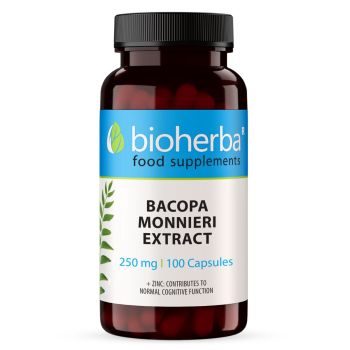 Extract de Bacopa monnieri 250 mg capsule Bioherba, supliment alimentar cu Bacopa 10:1 și zinc, 100 capsule
