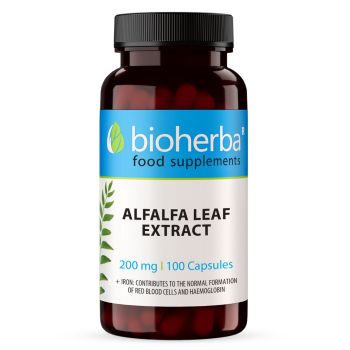 Alfalfa lucernă extract 200 mg capsule Bioherba, supliment alimentar cu fier, 100 capsule