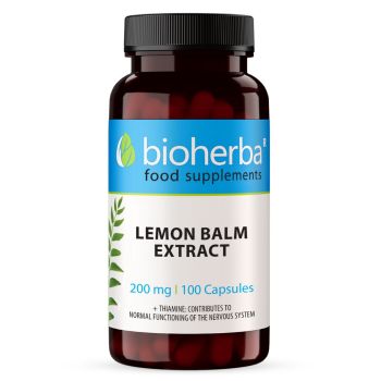 Extract de balsam de lămâie 200 mg capsule Bioherba, supliment alimentar cu Melissa officinalis și tiamină
