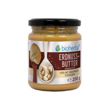 Erdnussbutter Crunchy mit knusprigen St&uuml;ckchen 250 g online kaufen, besten Preis, Bioherba Reichenbach GmbH