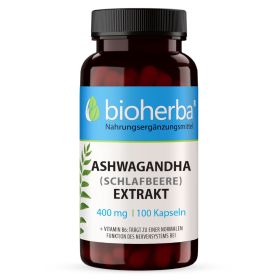 Ashwagandha Extrakt (Schlafbeere) 400 mg 100 Kapseln online kaufen, besten Preis, Bioherba Reichenbach GmbH
