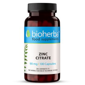Citrat de zinc 90 mg capsule Bioherba, supliment alimentar cu zinc pentru uz zilnic, 100 capsule
