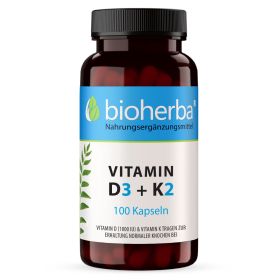 VITAMIN D3 + K2 100 Kapseln online kaufen besten Preis Nahrungsergänzungsmittel Bioherba Reichenbach GmbH Flasche