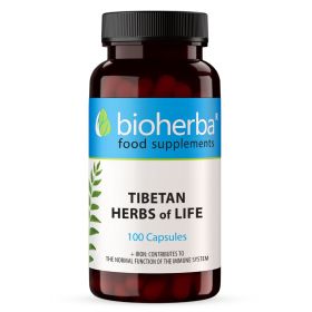 Tibetan Life Herbs Capsule Bioherba, 100 capsule cu plante precum usturoi, mușețel, sunătoare și fier

