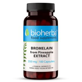 Bromelaină 350 mg capsule Bioherba, supliment alimentar cu extract de ananas 10:1 și vitamina B6