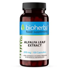 Alfalfa lucernă extract 200 mg capsule Bioherba, supliment alimentar cu fier, 100 capsule