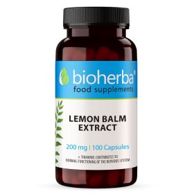 Extract de balsam de lămâie 200 mg capsule Bioherba, supliment alimentar cu Melissa officinalis și tiamină
