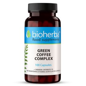 Green Coffee Complex Bioherba capsule cu extract de cafea verde, ceai verde și crom, supliment alimentar 100 capsule