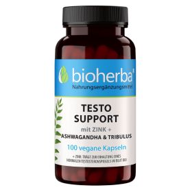 Bioherba Testo Support mit Zink, Ashwagandha & Tribulus – 100 vegane Kapseln, Nahrungsergänzungsmittel für Männer