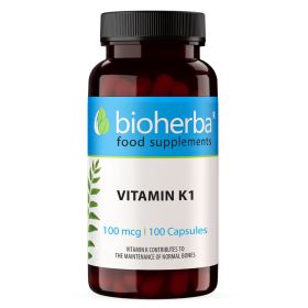 Vitamina K1 Bioherba 100 mcg, 100 capsule cu fitomenadionă, supliment alimentar pentru uz zilnic
