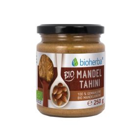 Bio Mandel Tahini 100 % gemahlene Bio Mandelkrene 250 g online kaufen, besten Preis, Bioherba Reichenbach GmbH