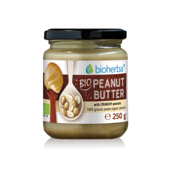 100% organic peanut butter with crunchy crunchy peanuts, 250g