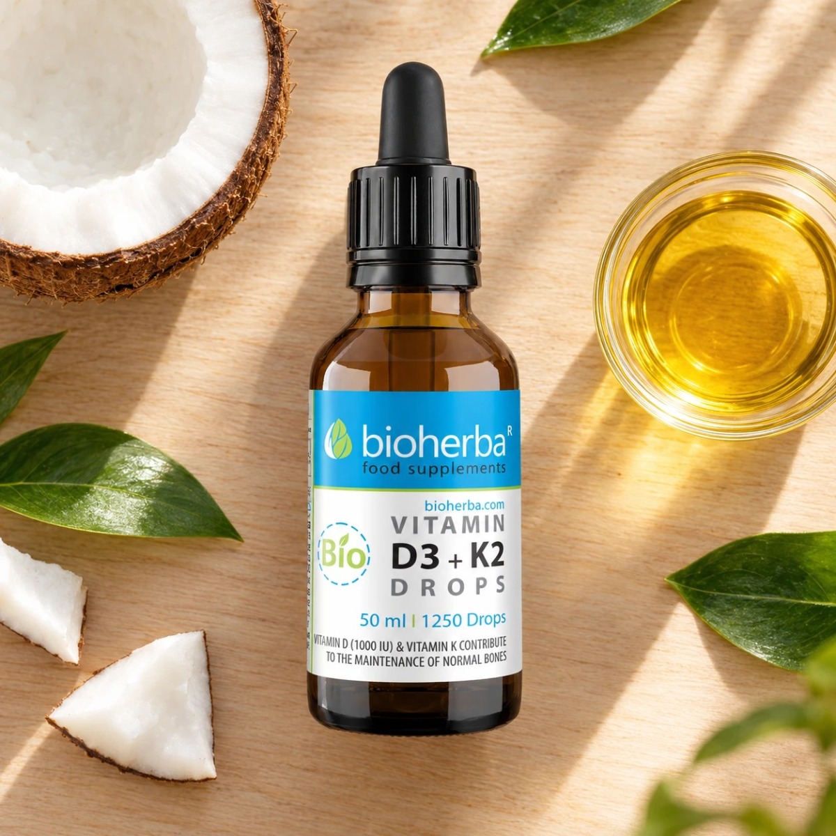 Vitamina D3 + K2 Picături Bioherba 50 ml