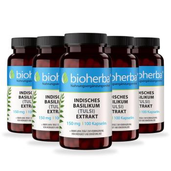 Hint fesleğeni (Tulsi) özü 150 mg, 100 kapsül, 5 adet