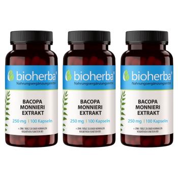 Bacopa Monnieri Ekstresi 250 mg, 100 kaps&uuml;l, 3 adet