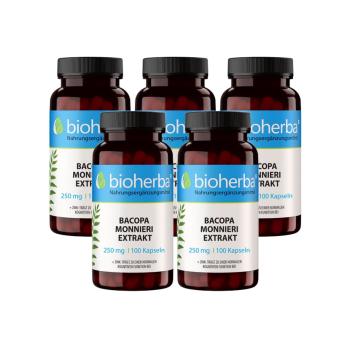Bacopa Monnieri Ekstresi 250 mg, 100 kaps&uuml;l, 5 adet
