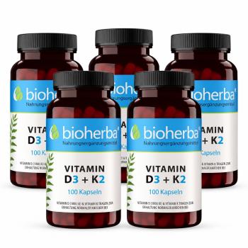 Vitamin D3 + K2 100 Kapseln, 5 St&uuml;ck