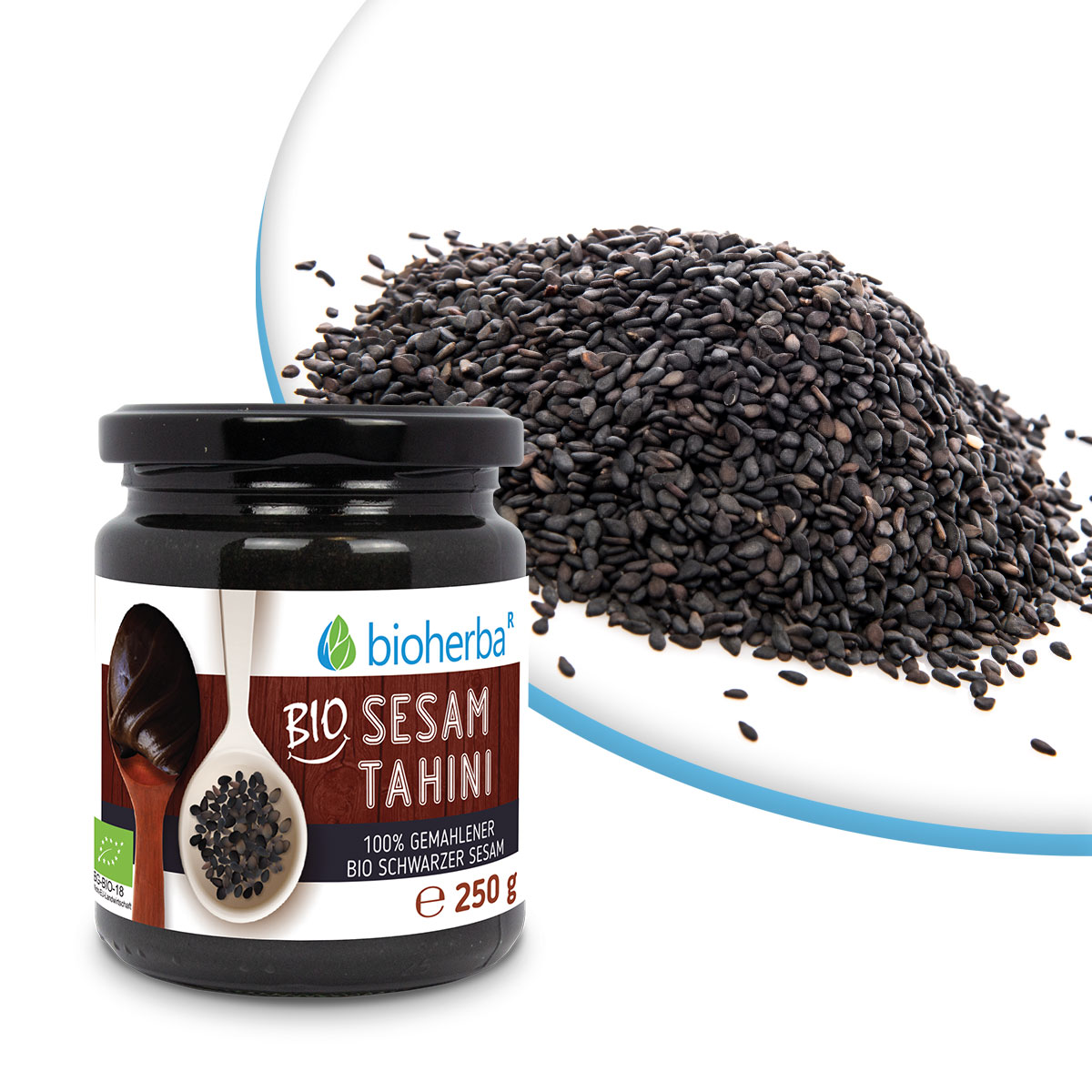 Bio Sesam Tahini 100% gemahlener Bio Sesam 250g Bioherba